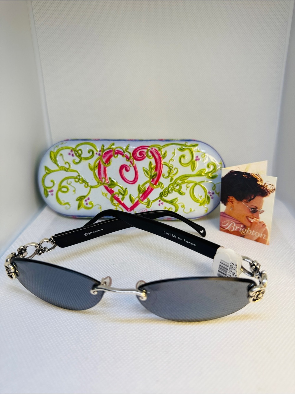 Brighton Sunglasses Oval Dark Gray Lenses. Handmade With Case. New.